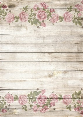 玫瑰花印刻木纹背景图片